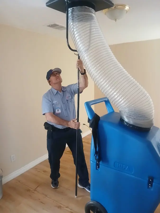 Mini Split Installation technician using HEPA equipment in El Dorado